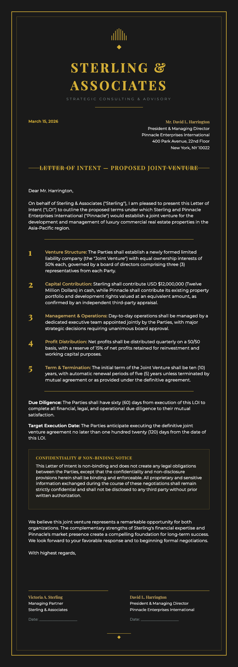 Art deco modern Letter of Intent